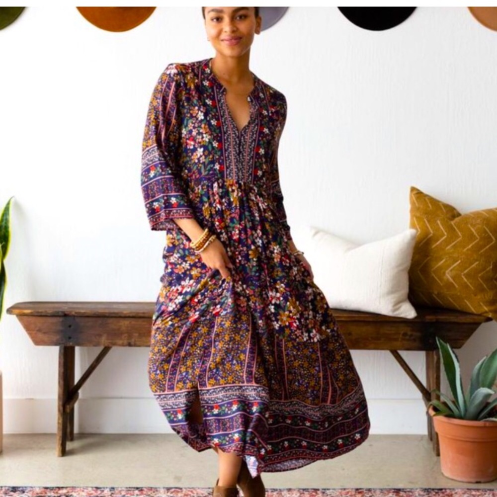 Three Birds Nest JODIFL Willow Maxi Dress Navy